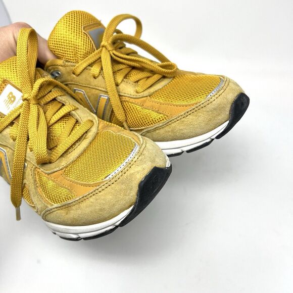 New Balance 990 V4 Yellow Suede Running Shoes Made in USA Men 5 Women 6.5 - Picture 7 of 8